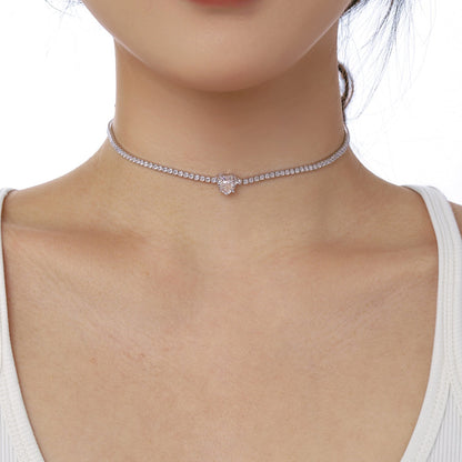 [LORA]2.0 Carat Sparkling Tennis Heart Cut Necklace