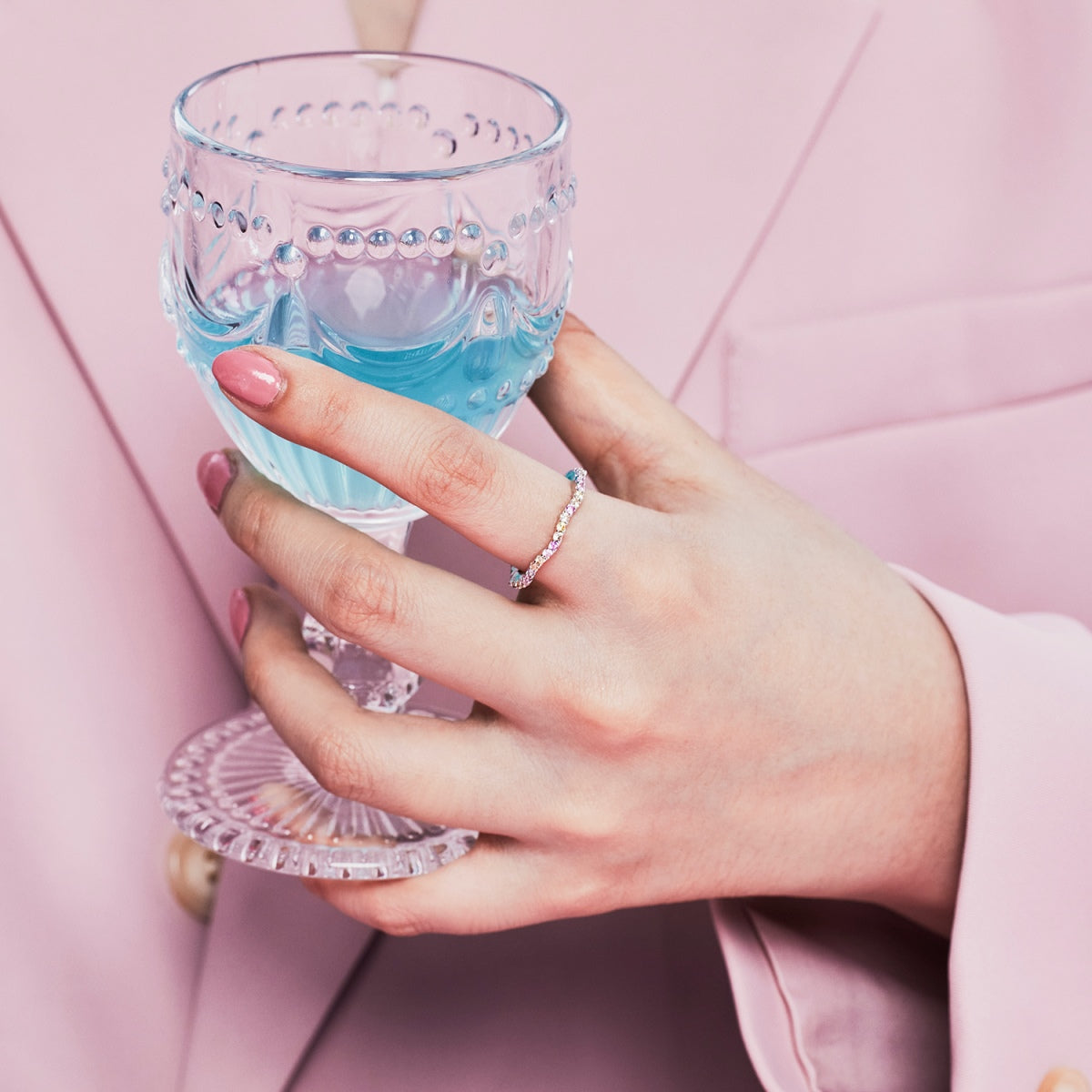 [LORA]Dainty Colorful Round Cut Party Ring