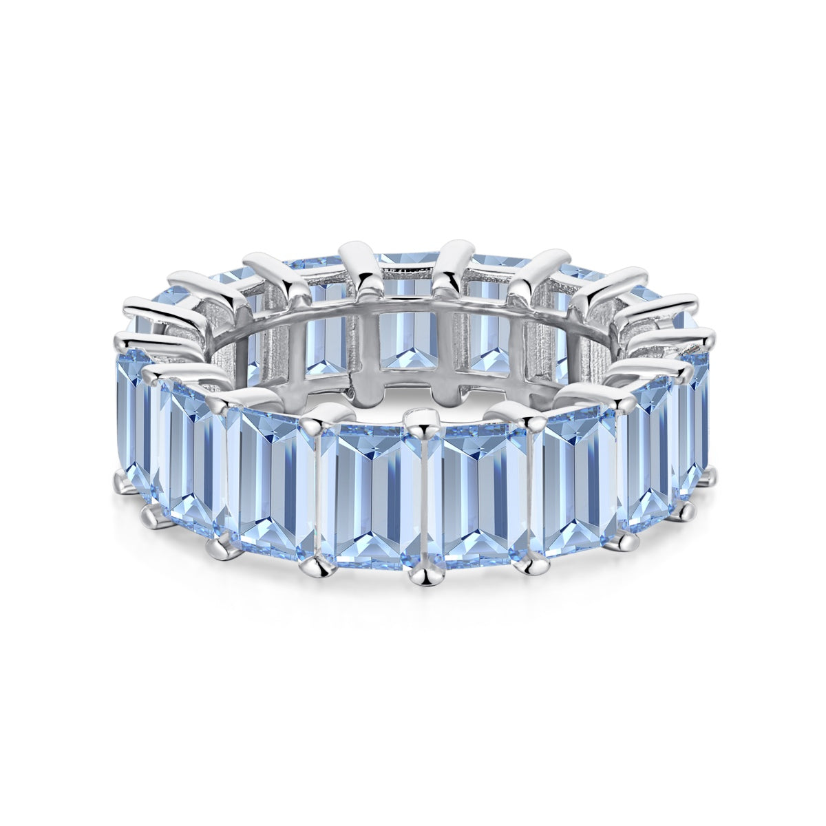 [LORA]0.75 Carat Elegant Emerald Cut Tennis Ring