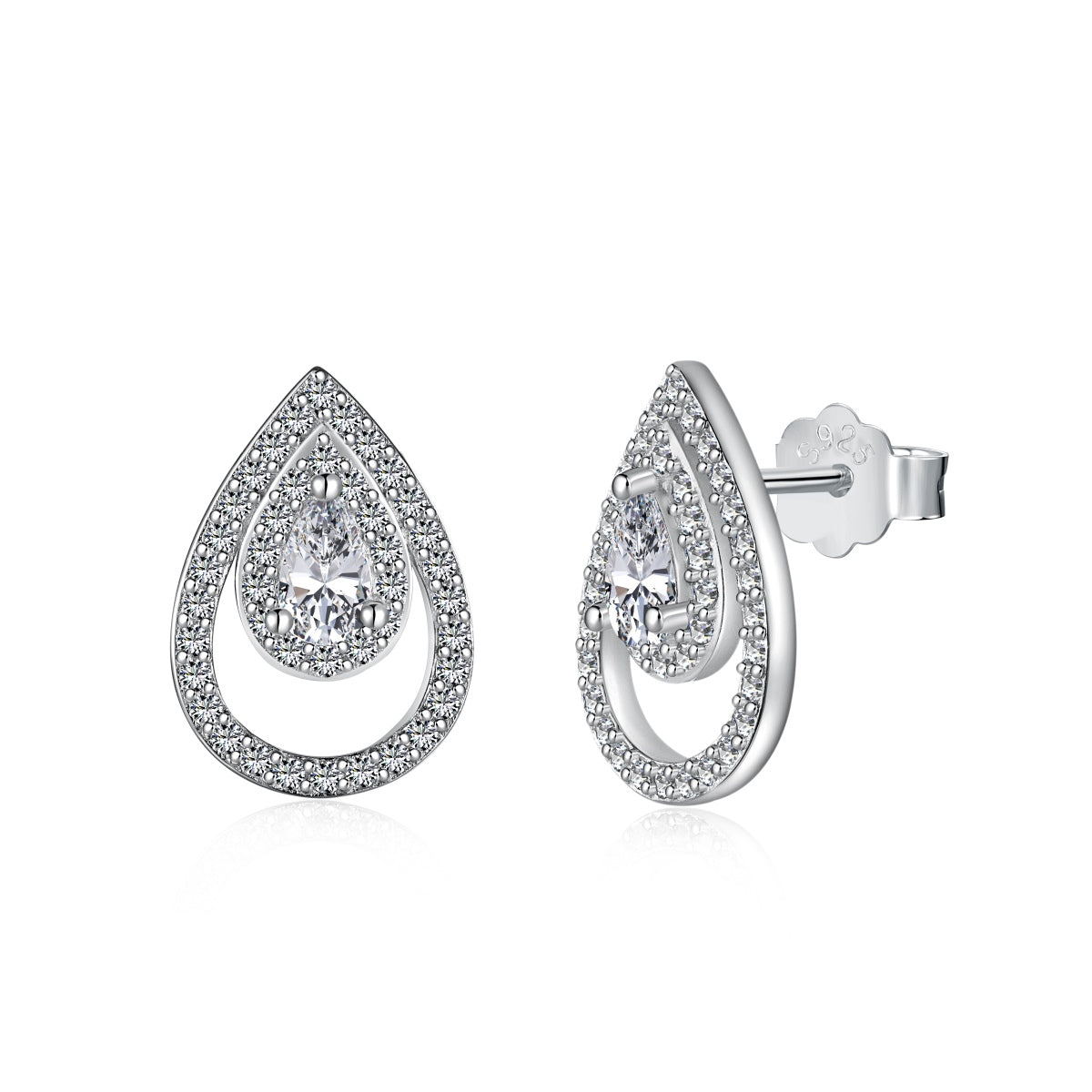[LORA]Sparkling Delicate Water Drop Shape Daily Earrings