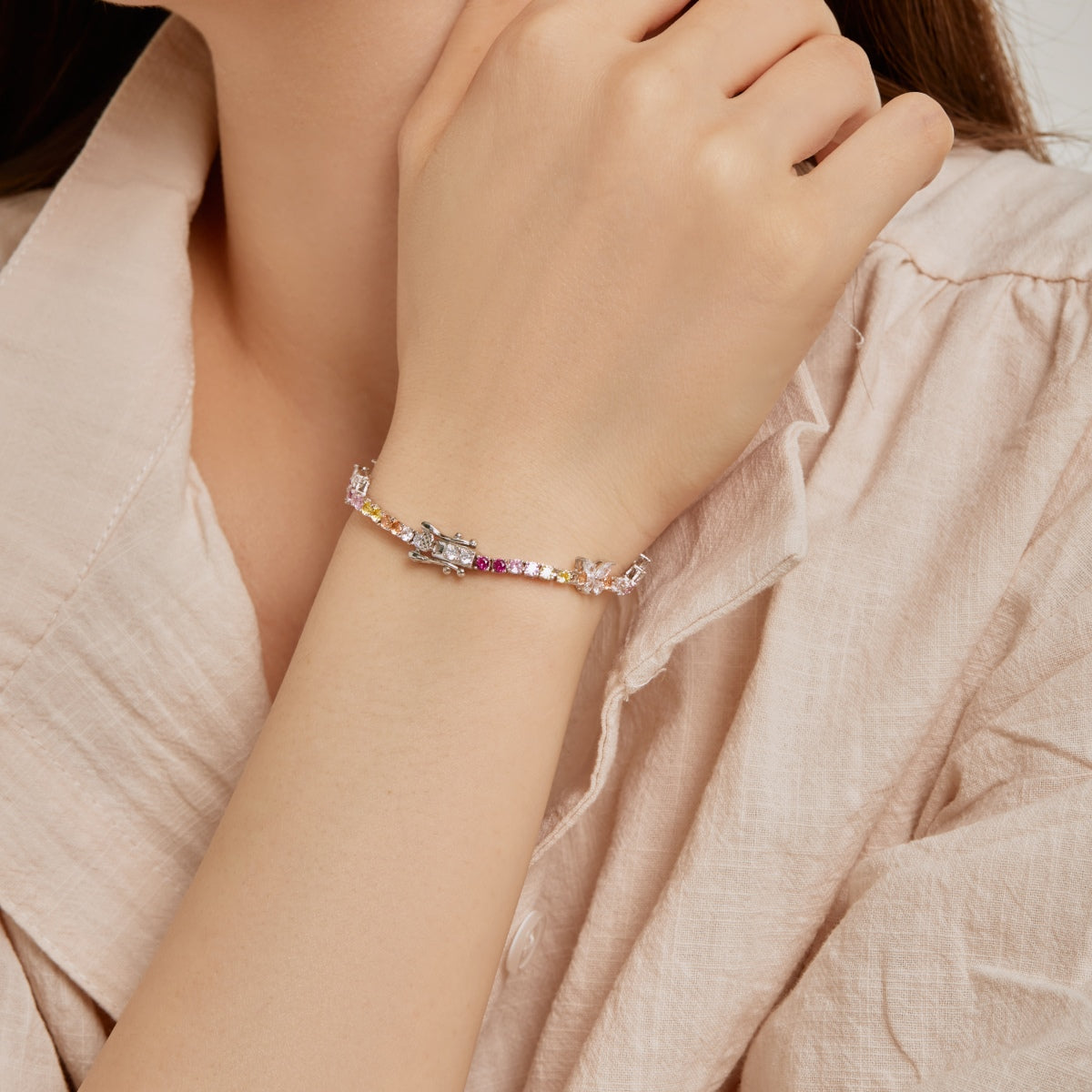 [LORA]Ornate Colorful Butterfly Shape Round Cut Daily Bracelet