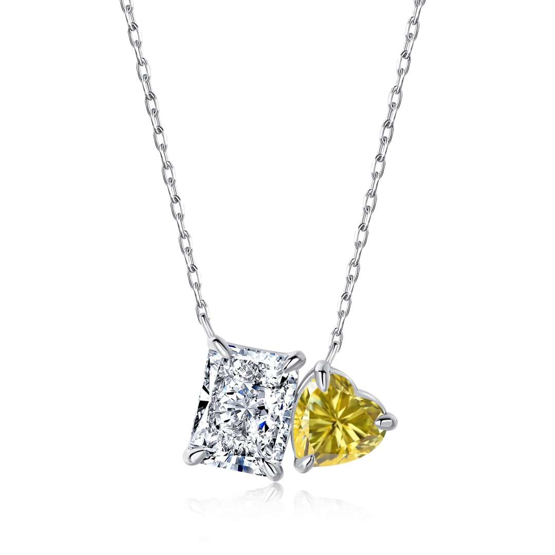 [LORA]Dazzling Square & Heart Shape Necklace
