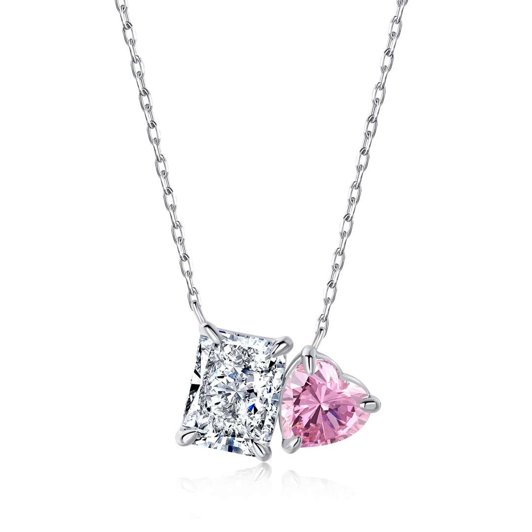 [LORA]Dazzling Square & Heart Shape Necklace