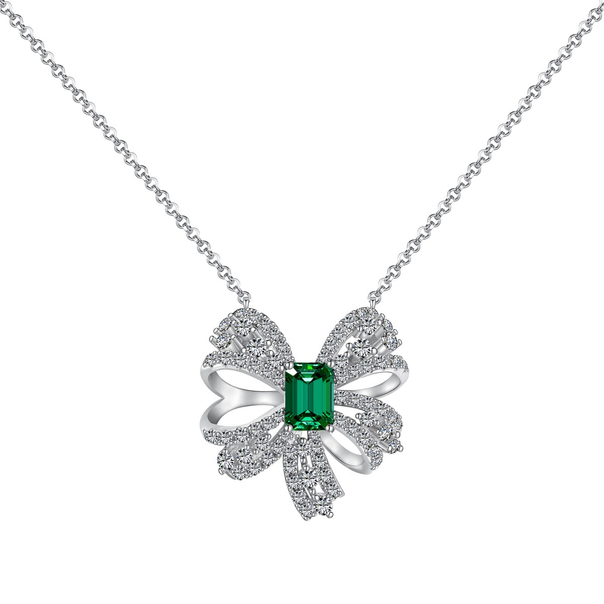 [LORA]Luxurious Flower Shape Emerald Cut Necklace