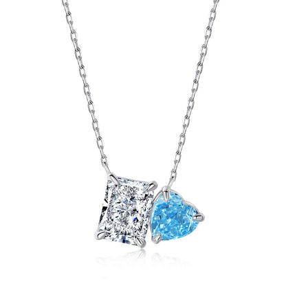 [LORA]Dazzling Square & Heart Shape Necklace
