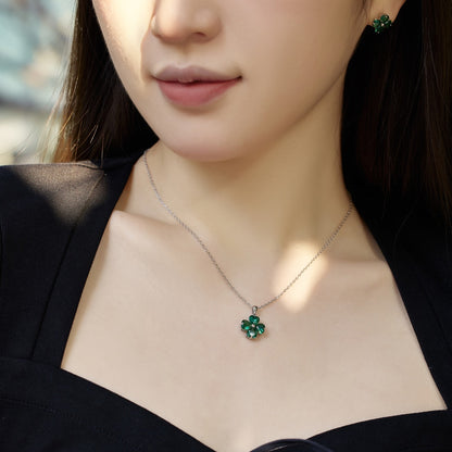 [LORA]Heart-Shaped Four-Leaf Clover Bead Necklace