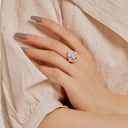 [LORA]Elegant Colorful Water Drop Shape Banquet Ring
