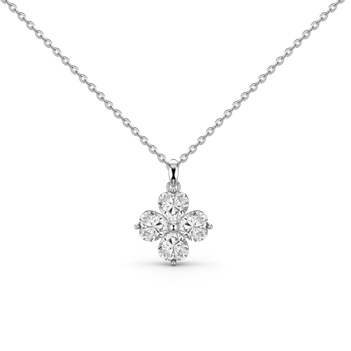 [LORA]Heart-Shaped Four-Leaf Clover Bead Necklace
