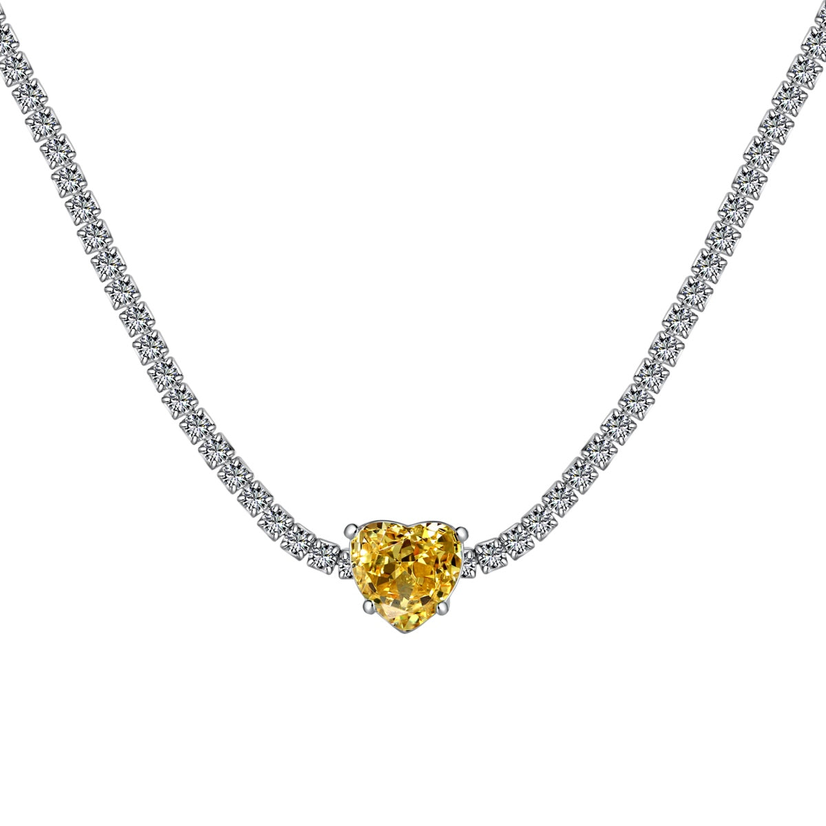 [LORA]2.0 Carat Sparkling Tennis Heart Cut Necklace
