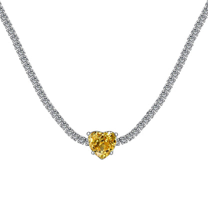 [LORA]2.0 Carat Sparkling Tennis Heart Cut Necklace