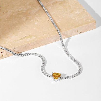 [LORA]2.0 Carat Sparkling Tennis Heart Cut Necklace