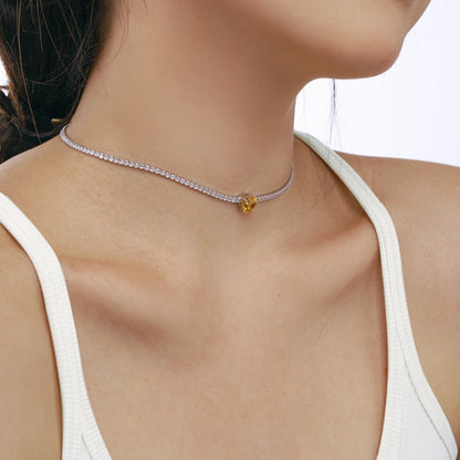 [LORA]2.0 Carat Sparkling Tennis Heart Cut Necklace