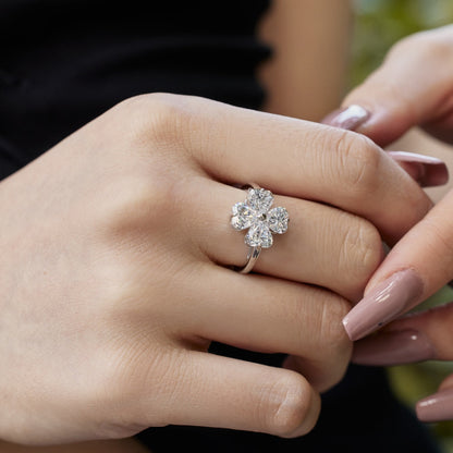 [LORA]Heart-shaped Four-Leaf Clover Ball Ring