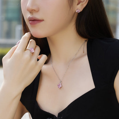 [LORA]Heart-Shaped Four-Leaf Clover Bead Necklace