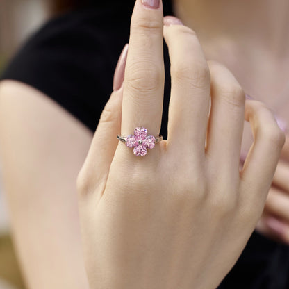 [LORA]Heart-shaped Four-Leaf Clover Ball Ring