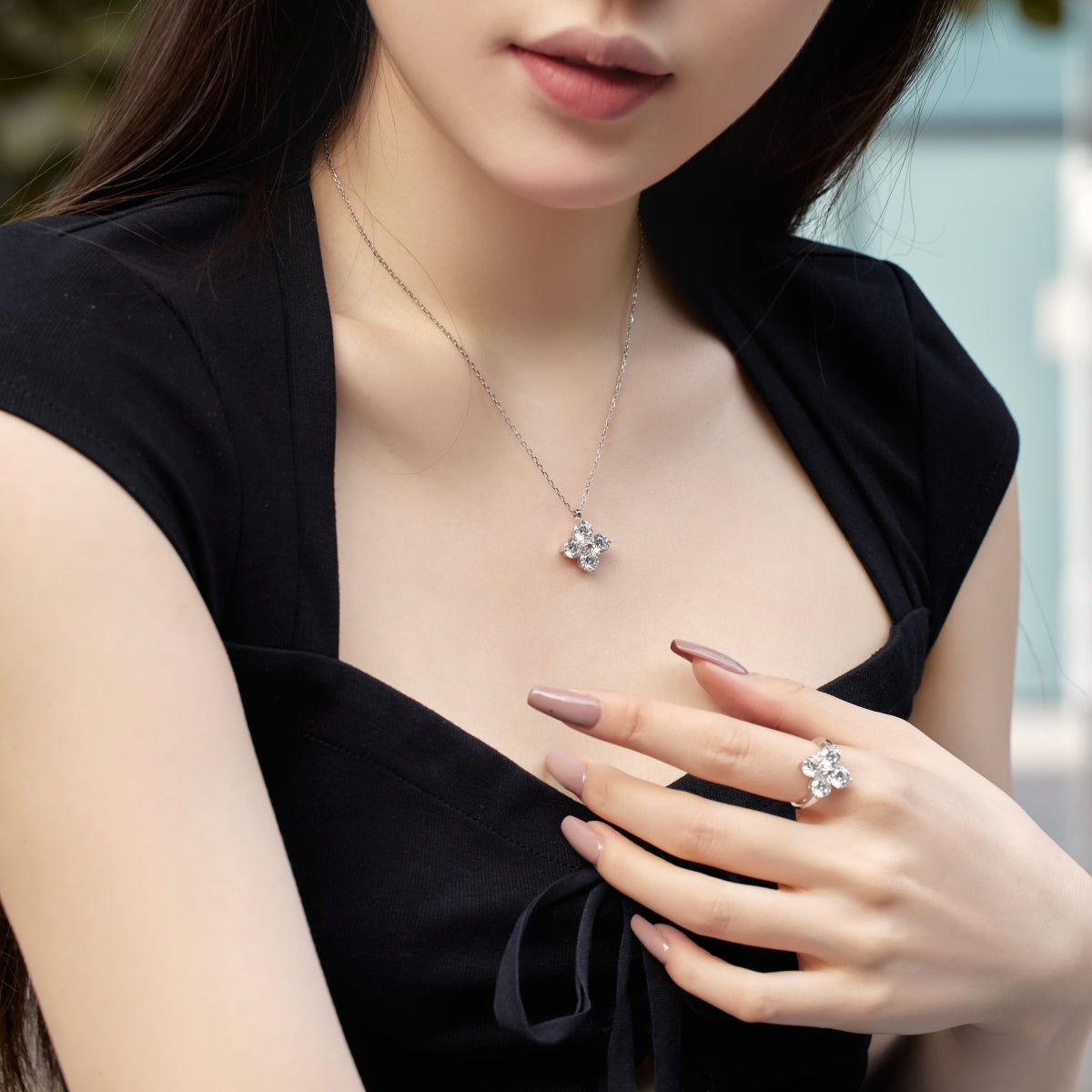[LORA]Four-Leaf Clover And Eight-Pointed Star Necklace