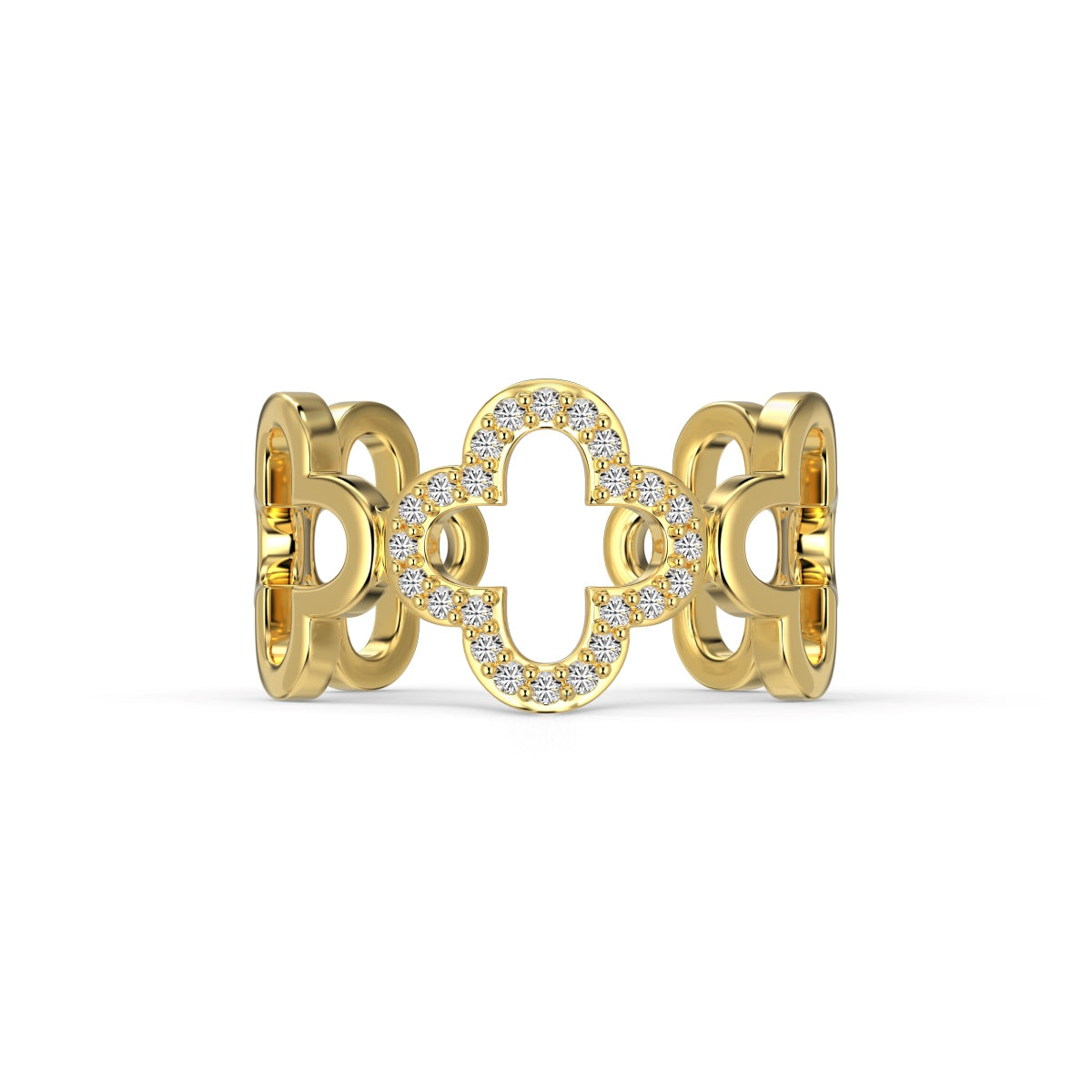[LORA]Hollow Design Four-Leaf Clover Flower Shape Ring