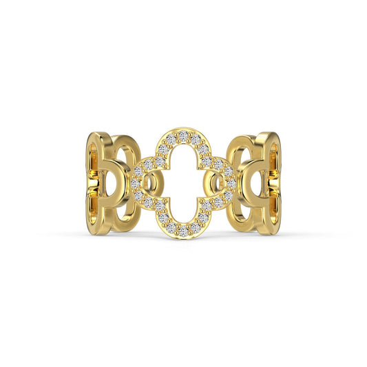 [LORA]Hollow Design Four-Leaf Clover Flower Shape Ring