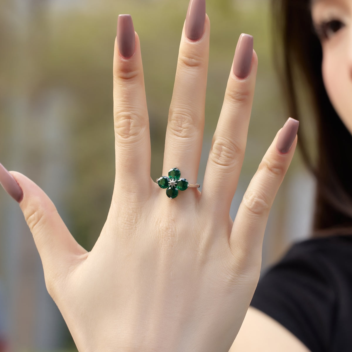 [LORA]Four-Leaf Clover Eight-Pointed Star Ring