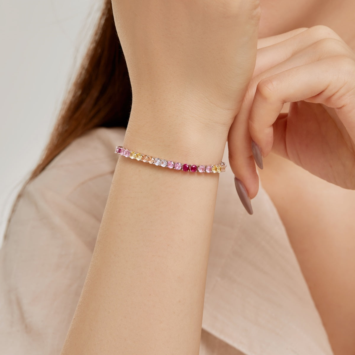 [LORA]Radiant Colorful Round Cut Tennis Bracelet