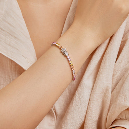 [LORA]Radiant Colorful Round Cut Tennis Bracelet