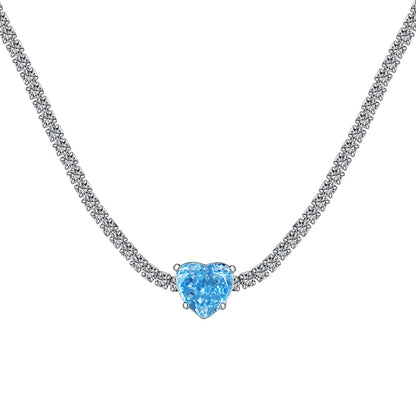 [LORA]2.0 Carat Sparkling Tennis Heart Cut Necklace