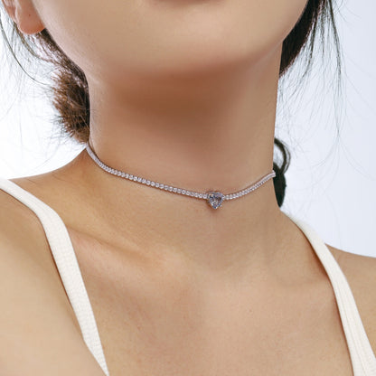 [LORA]2.0 Carat Sparkling Tennis Heart Cut Necklace
