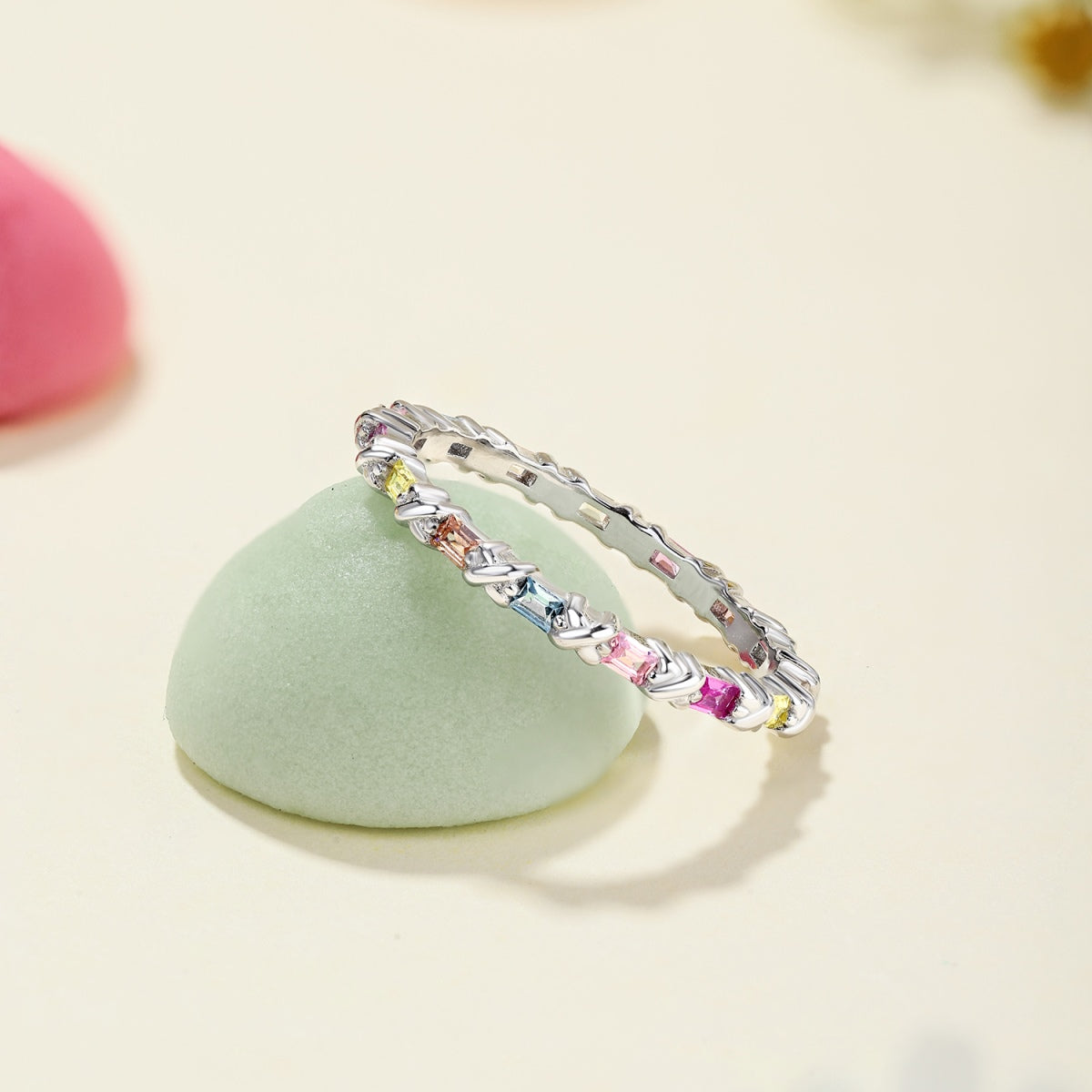 [LORA]Charming Colorful Round Cut Daily Ring