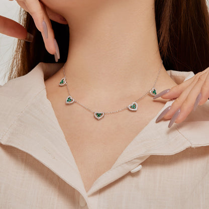 [LORA]Sparkling Five Heart Necklace