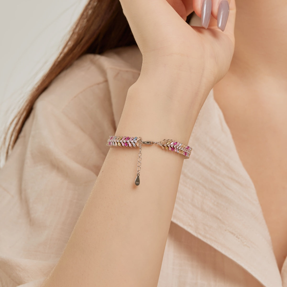 [LORA]Dainty Radiant Emerald Cut Daily Bracelet