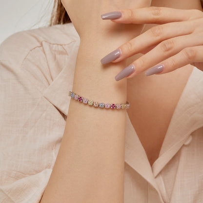 [LORA]Delicate Colorful Emerald Cut Daily Bracelet