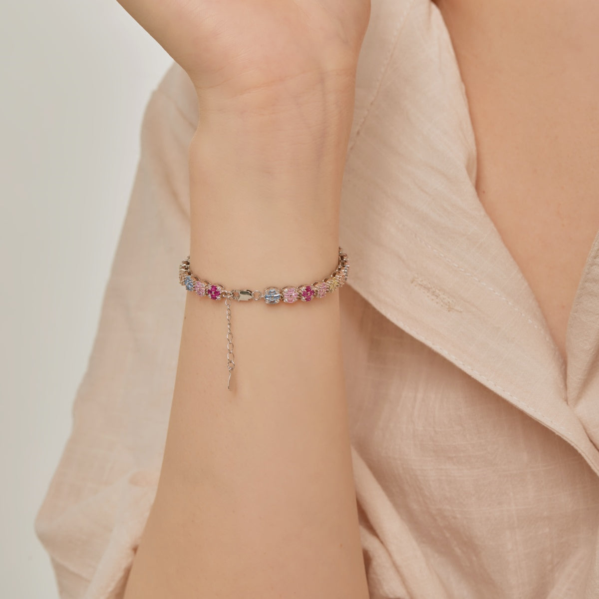[LORA]Delicate Colorful Emerald Cut Daily Bracelet