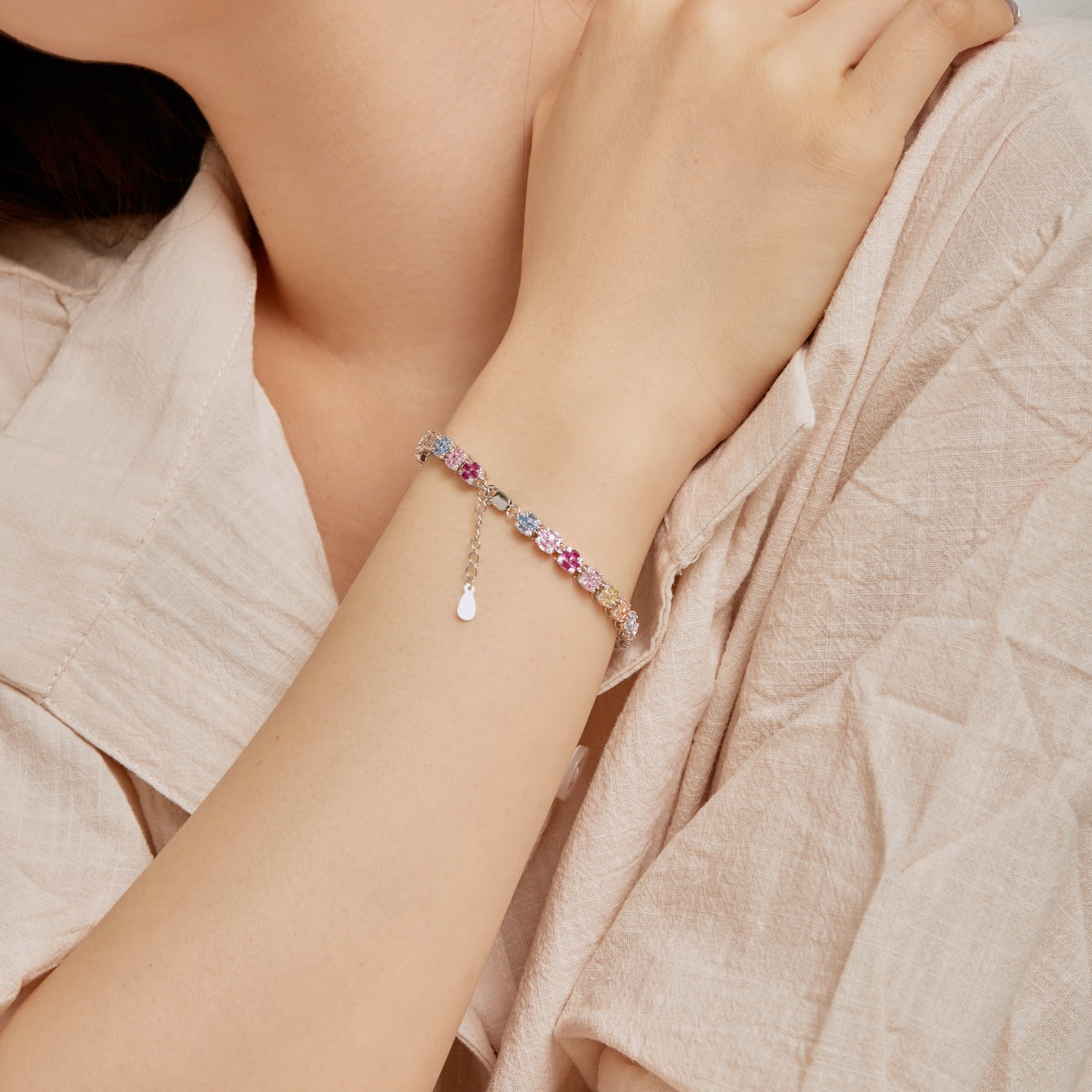 [LORA]Delicate Colorful Emerald Cut Daily Bracelet
