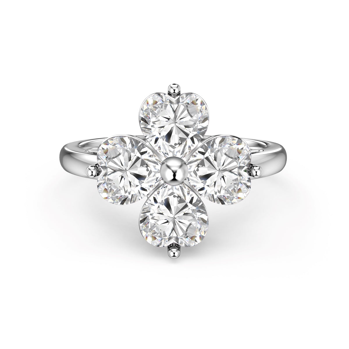 [LORA]Heart-shaped Four-Leaf Clover Ball Ring