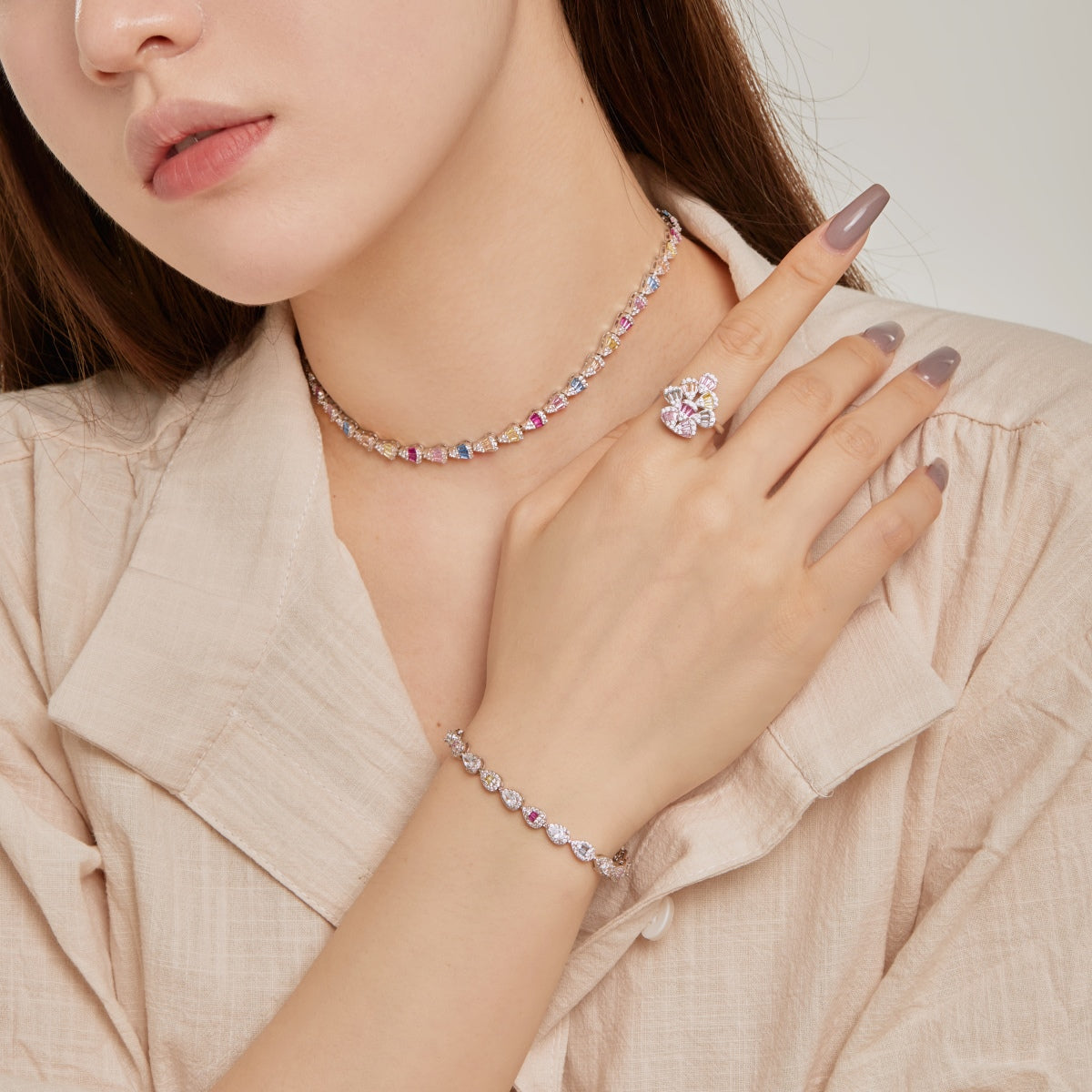 [LORA]0.25 Carat Radiant Water Drop Shape Daily Bracelet