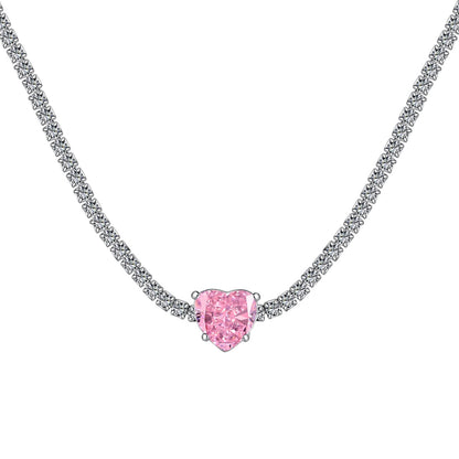 [LORA]2.0 Carat Sparkling Tennis Heart Cut Necklace