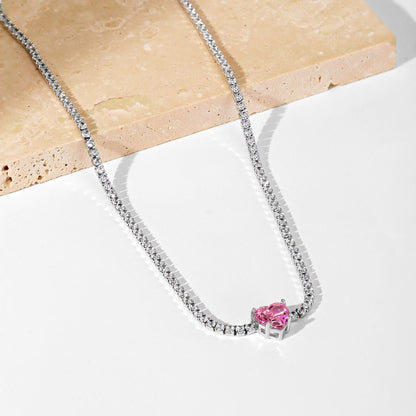[LORA]2.0 Carat Sparkling Tennis Heart Cut Necklace