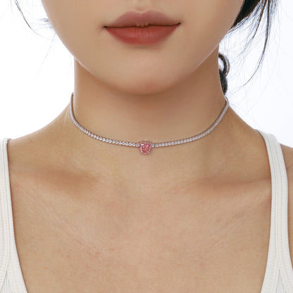 [LORA]2.0 Carat Sparkling Tennis Heart Cut Necklace