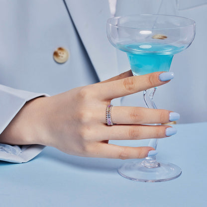 [LORA]Splashy Ornate Emerald Cut Cocktail Ring