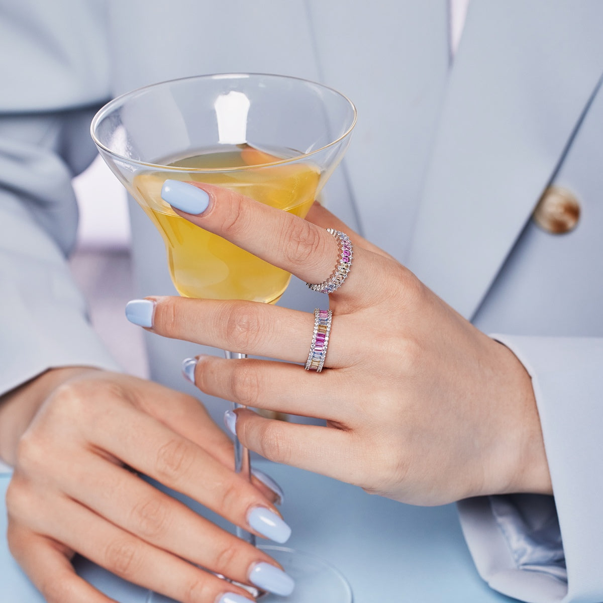 [LORA]Splashy Ornate Emerald Cut Cocktail Ring