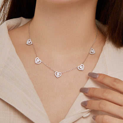 [LORA]Sparkling Five Heart Necklace