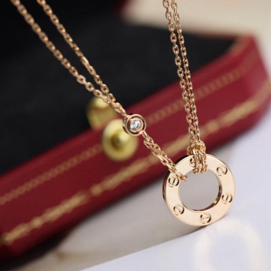 [LORA]LOVE NECKLACE ADJUSTABLE ROSE GOLD 2 DIAMOND