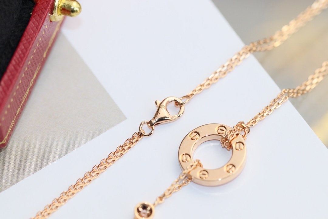 [LORA]LOVE NECKLACE ADJUSTABLE ROSE GOLD 2 DIAMOND