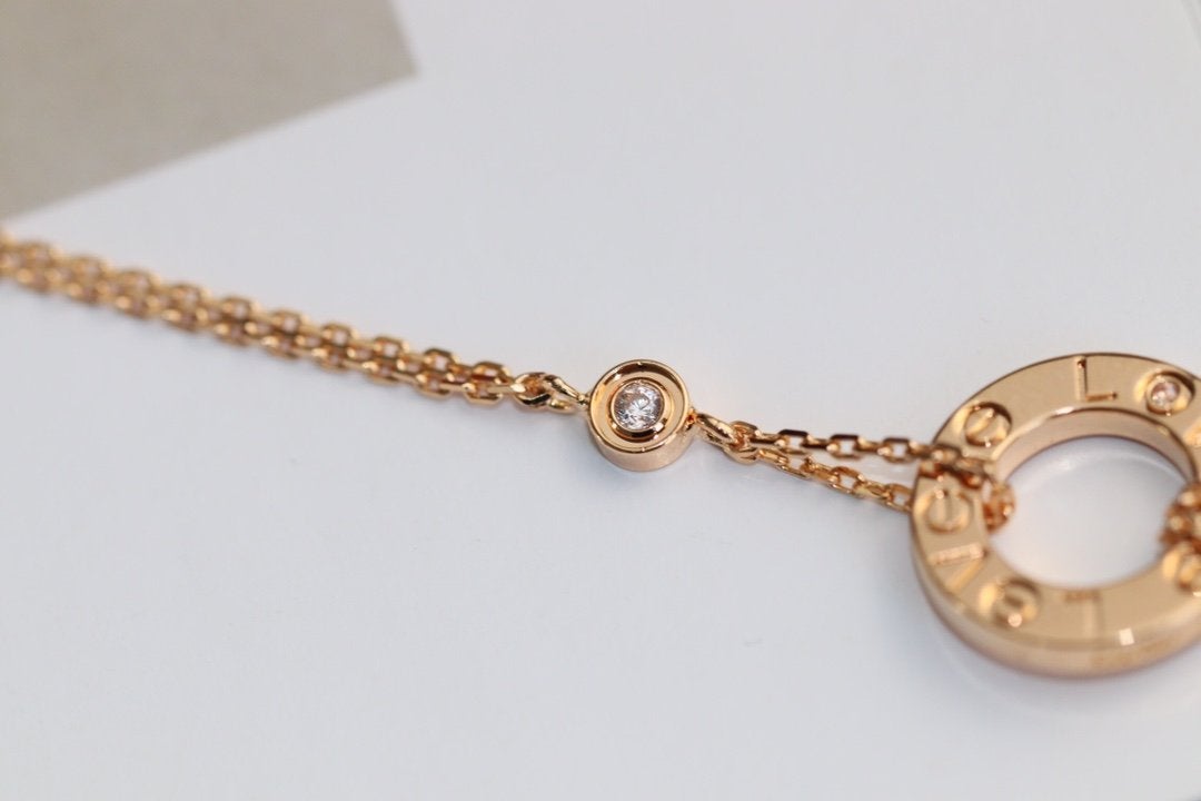 [LORA]LOVE NECKLACE ADJUSTABLE ROSE GOLD 2 DIAMOND