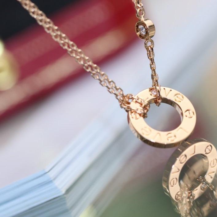 [LORA]LOVE NECKLACE ADJUSTABLE ROSE GOLD 2 DIAMOND