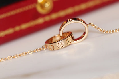 [LORA]LOVE NECKLACE PINK GOLD AND SILVER