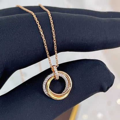 [LORA]TRINITY NECKLACE SILVER GOLD PINK GOLD DIAMONDS