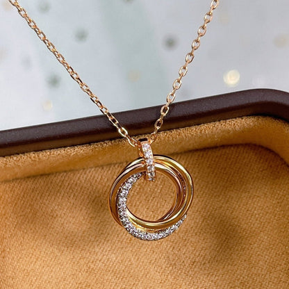[LORA]TRINITY NECKLACE SILVER GOLD PINK GOLD DIAMONDS