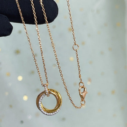 [LORA]TRINITY NECKLACE SILVER GOLD PINK GOLD DIAMONDS