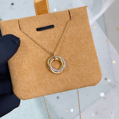 [LORA]TRINITY NECKLACE SILVER GOLD PINK GOLD DIAMONDS